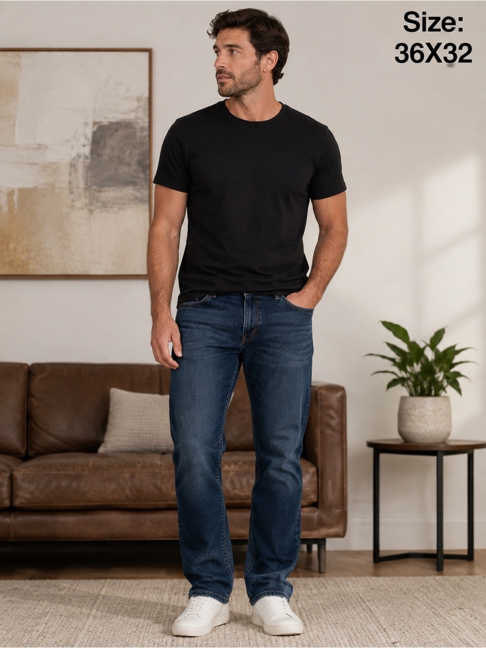 George Men's Dark Blue Jeans 36x32